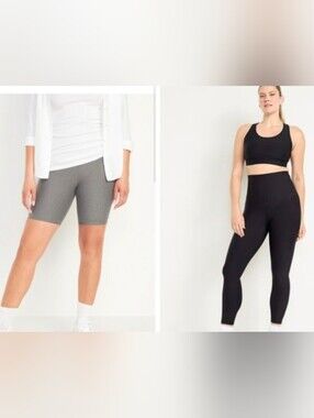2x Extra High Rise Grey Shorts And Black Leggings - Tummy Control